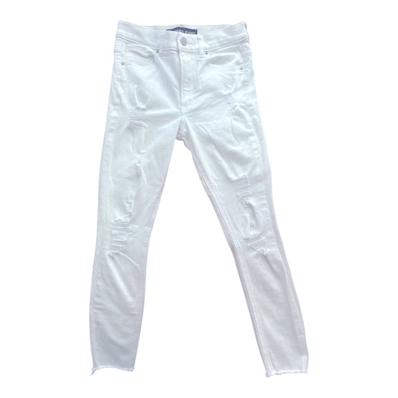 015 Express High Rise White Distressed Skinny Jeans 4R Women’s - Picture 3 of 4